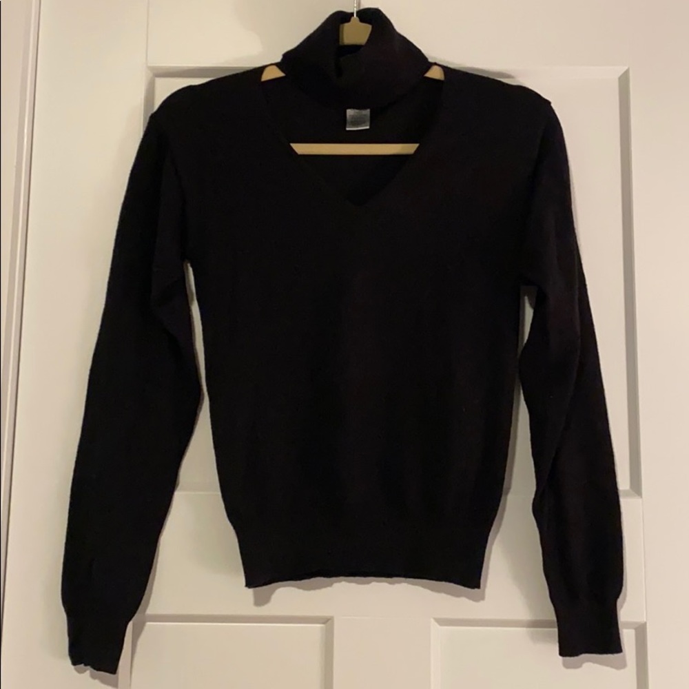 Black turtleneck cut-out sweater